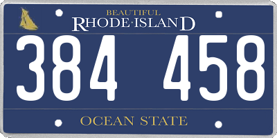 RI license plate 384458