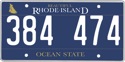 RI license plate 384474