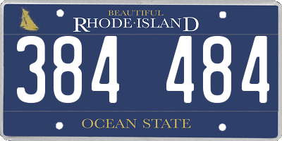 RI license plate 384484