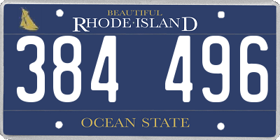 RI license plate 384496