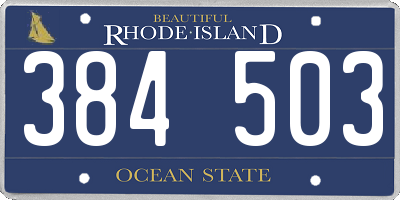 RI license plate 384503