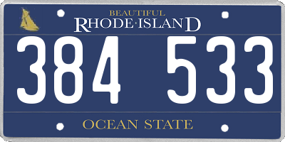 RI license plate 384533