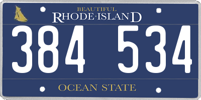 RI license plate 384534