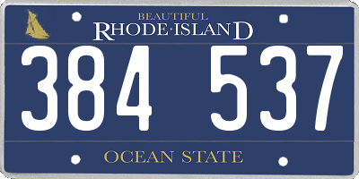 RI license plate 384537