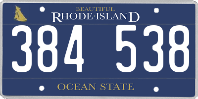RI license plate 384538
