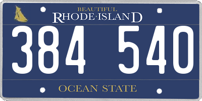RI license plate 384540