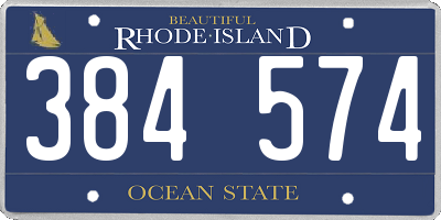 RI license plate 384574