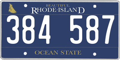 RI license plate 384587