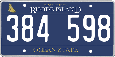RI license plate 384598