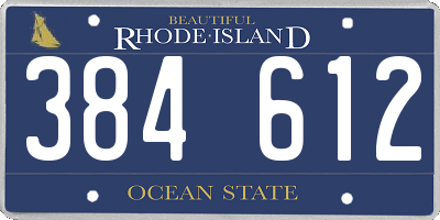 RI license plate 384612