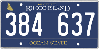 RI license plate 384637