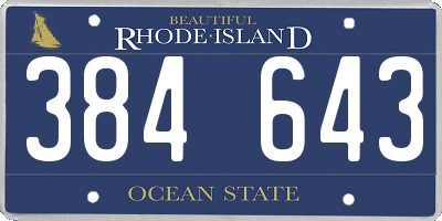 RI license plate 384643