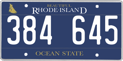 RI license plate 384645
