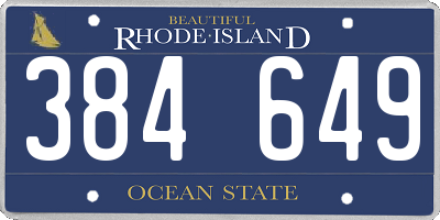 RI license plate 384649