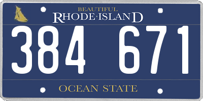 RI license plate 384671