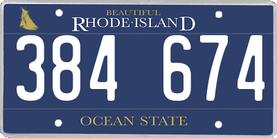 RI license plate 384674