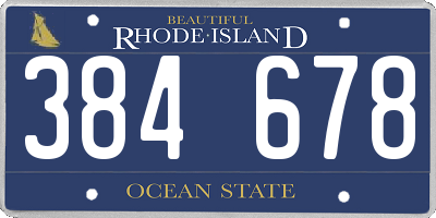 RI license plate 384678