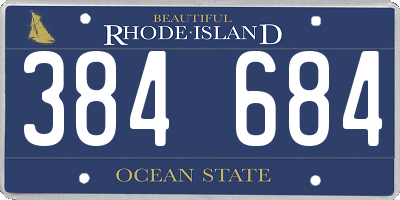 RI license plate 384684