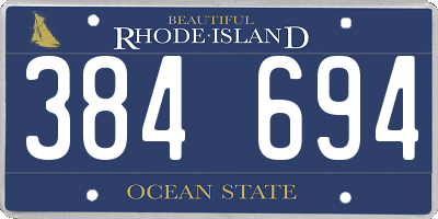 RI license plate 384694