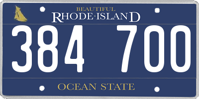 RI license plate 384700