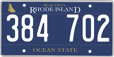 RI license plate 384702