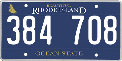 RI license plate 384708