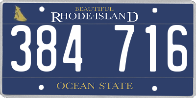RI license plate 384716