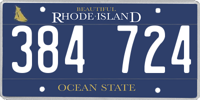 RI license plate 384724