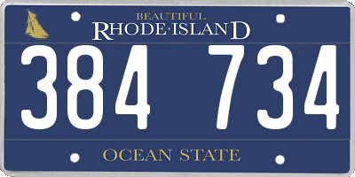 RI license plate 384734