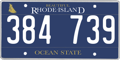 RI license plate 384739