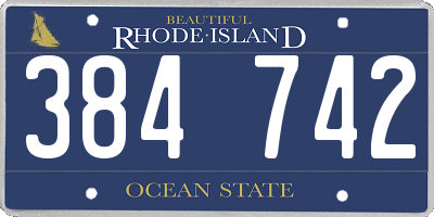 RI license plate 384742