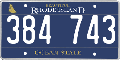 RI license plate 384743