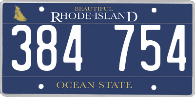 RI license plate 384754