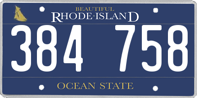 RI license plate 384758