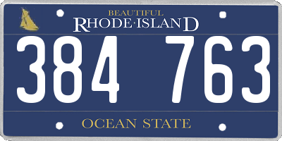RI license plate 384763