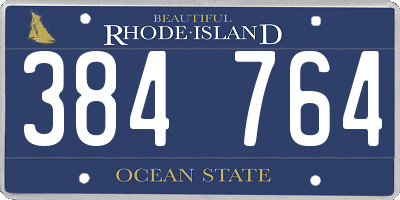 RI license plate 384764