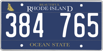 RI license plate 384765