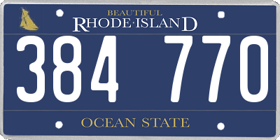 RI license plate 384770