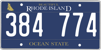 RI license plate 384774