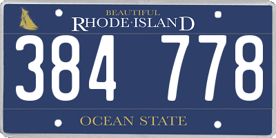 RI license plate 384778