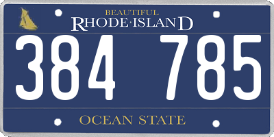 RI license plate 384785