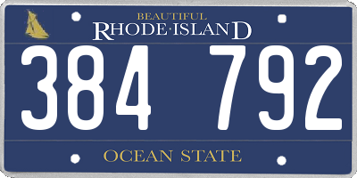 RI license plate 384792