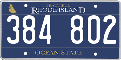RI license plate 384802