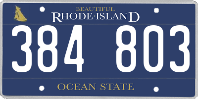RI license plate 384803