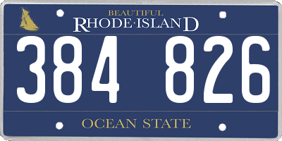 RI license plate 384826