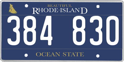 RI license plate 384830