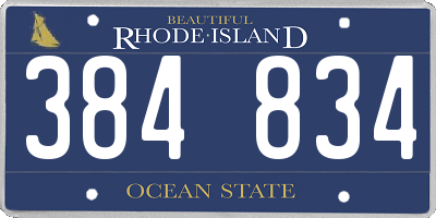 RI license plate 384834
