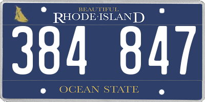 RI license plate 384847