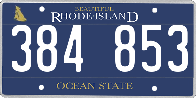 RI license plate 384853