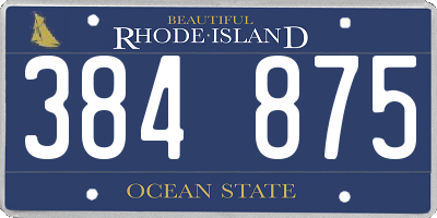 RI license plate 384875